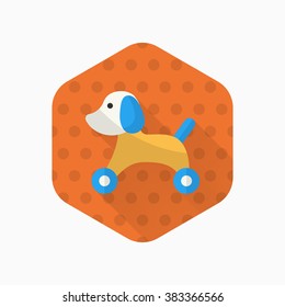 Toy dog icon , Vector flat long shadow design. Children's toys concept.