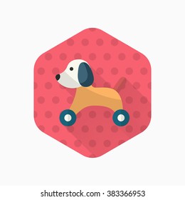Toy dog icon , Vector flat long shadow design. Children's toys concept.