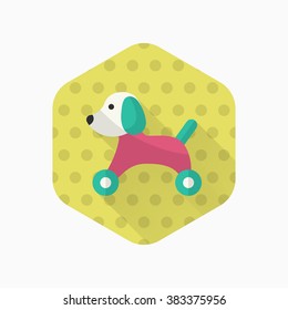 Toy dog icon , Vector flat long shadow design. Children's toys concept.