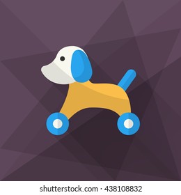 Toy dog icon , Vector flat long shadow design. Children's toys concept.