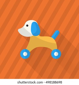 Toy dog icon , Vector flat long shadow design. Children's toys concept.