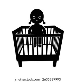 Vector de la cuna de la muñeca del juguete en el fondo blanco