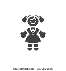 Toy boneca vetor ícone. sinal plano preenchido para conceito móvel e web design. Ícone de glifo de boneca de menina. Símbolo, ilustração de logotipo. Gráficos vetoriais