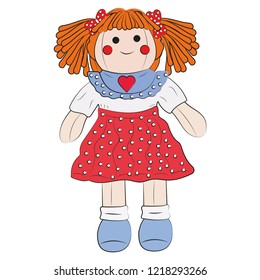 Toy Doll vector isolated on white background. Puppet