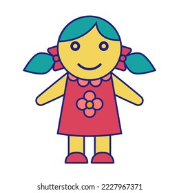 Toy Dolly Icon Flat Design Vector