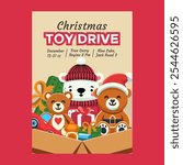 Toy Donation Event Flyer Design with Festive Christmas Elements