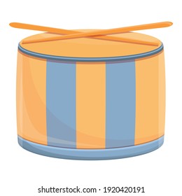 Icono de tambor de juguete. Caricatura del ícono vector del tambor de juguete para el diseño web aislado en fondo blanco