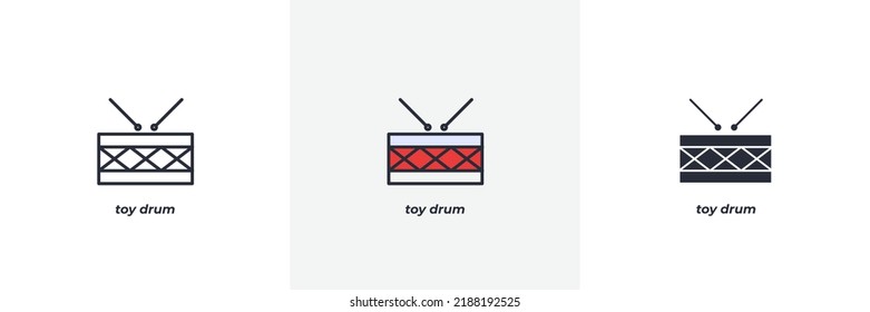 toy drum icon. Line, solid and filled outline colorful version, outline and filled vector sign. Idea Symbol, logo illustration. Vector graphics