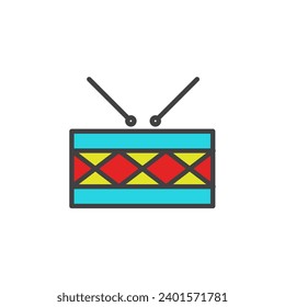 toy drum icon. sign for mobile concept and web design. Outline vector icon. Symbol, logo illustration. Vector graphics