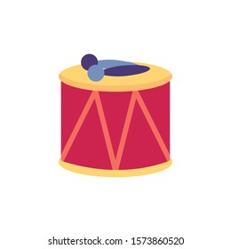 toy drum with sticks flat style icon vector illustration design