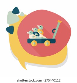toy duck cart flat icon with long shadow,eps10