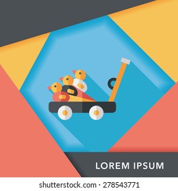 toy duck cart flat icon with long shadow,eps10