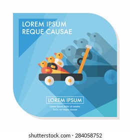 toy duck cart flat icon with long shadow,eps10