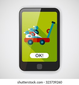 toy duck cart flat icon with long shadow,eps10