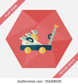 toy duck cart flat icon with long shadow,eps10