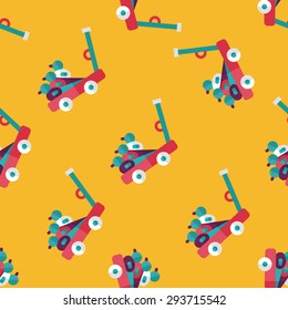 toy duck cart flat icon,eps10 seamless pattern background
