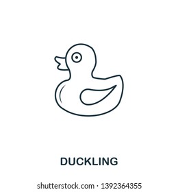 Toy Duck icon outline style. Creative thin design from baby things icon collection. Pixel perfect simple toy duck icon. Web design, apps, software, print usage.