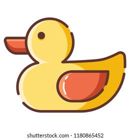 Toy duck vector illustration in line color design