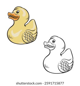 Toy duck vector illustration. Rubber. Simple design. Drawing. Easy to edit. 