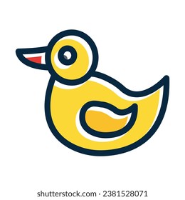 Toy Duck Vector Thick Line Filled Dark Colors Icons For Personal And Commercial Use.

