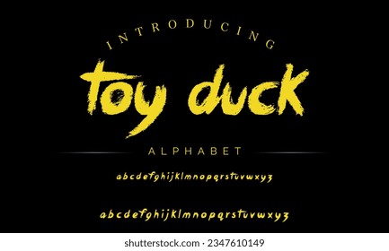 Toy Duck Vintage Brush Script Modern Alphabet. Retro Typeface. Textured unique brush in alphabet style. Letters.Vector Alphabet. Exclusive Custom Letters.