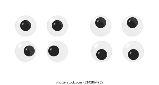 Los ojos de juguete marcan la ilustración vectorial. Colección aislada en el fondo blanco.