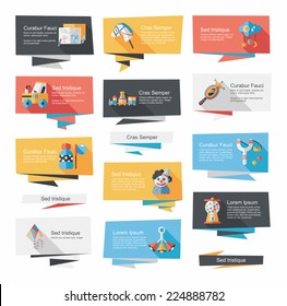 Toy flat banner background set, eps10