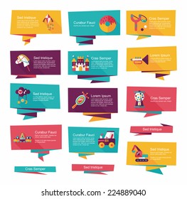 Toy flat banner background set, eps10