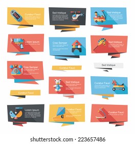 Toy flat banner background set,eps10