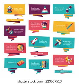 Toy flat banner background set,eps10