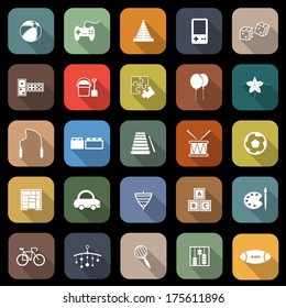 Toy flat icons with long shadow, stock vector