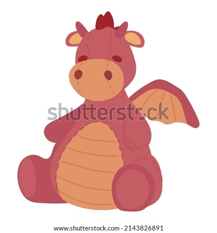 toy fluffy dragon icon flat