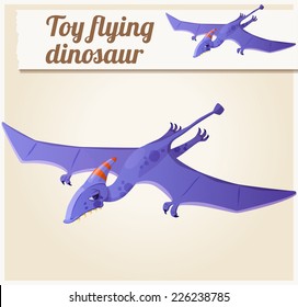Toy flying dinosaur 5. Cartoon vector illustration. Series of children's toys