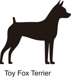 Toy Fox Terrier Dog Silhouette, Side View, Vector Illustration