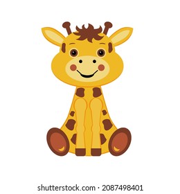Toy giraffe, in a flat style. Isolated on white background vector illustration.