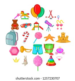 Toy for girl icons set. Cartoon set of 25 toy for girl vector icons for web isolated on white background