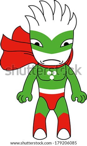 Toy green monster character. Editable vector illustration.
