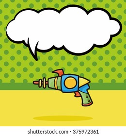 toy gun doodle, speech bubble