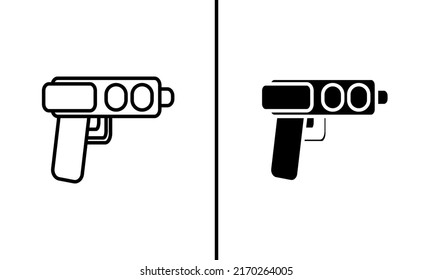 Toy Gun Icon Isolated On White Background. Line Art And Glyph Style Icon.