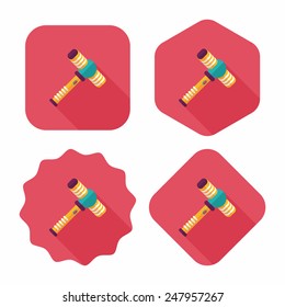 toy hammer flat icon with long shadow,eps10