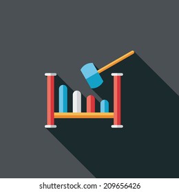 toy hammer workshop flat icon with long shadow