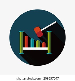 toy hammer workshop flat icon with long shadow