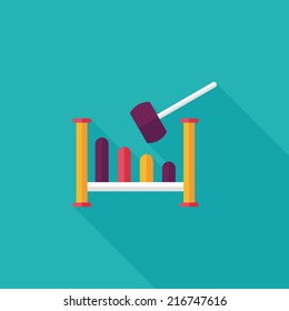 toy hammer workshop flat icon with long shadow