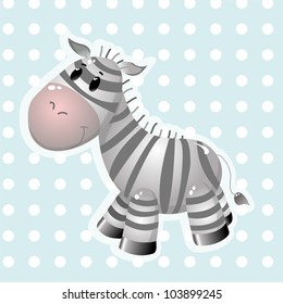 toy happy zebra on background with polka dots
