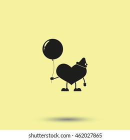 Toy heart and balloon illustration. Flat icon.