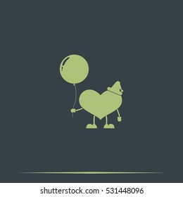 Toy heart and balloon illustration. Flat icon.