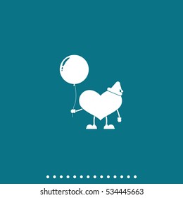 Toy heart and balloon illustration. Flat icon.