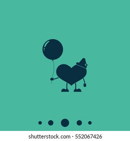Toy heart and balloon illustration. Flat icon.