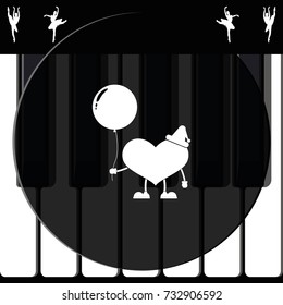 Toy heart and balloon illustration. Flat icon.