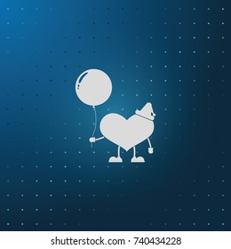 Toy heart and balloon illustration. Flat icon.